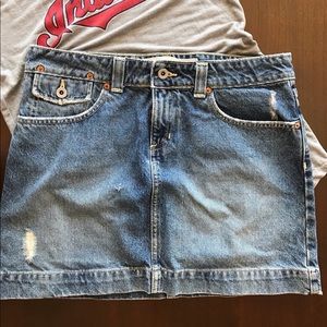 Distressed Gap jean mini-skirt